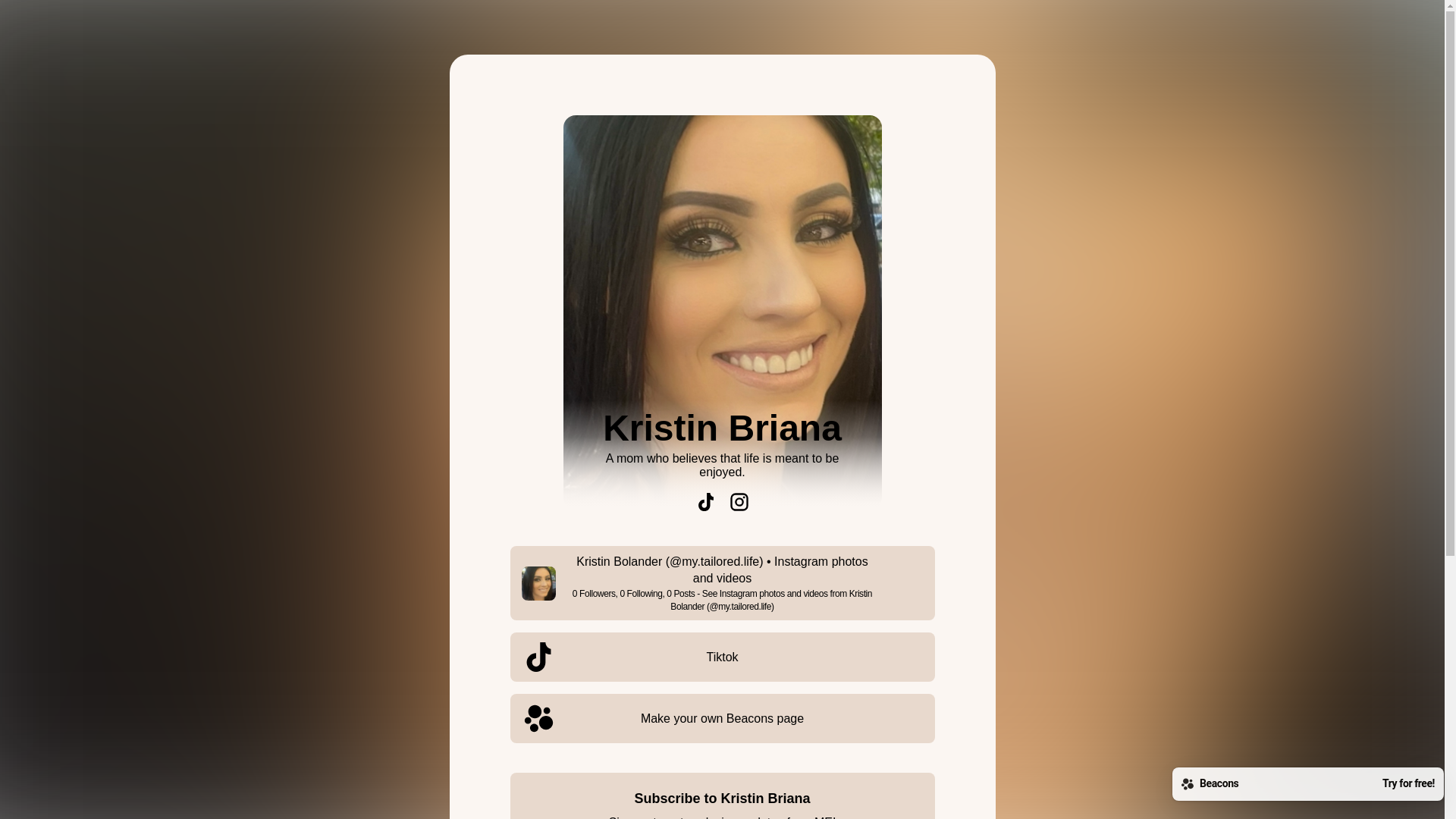 website screenshot of https://kristinbriana.com/