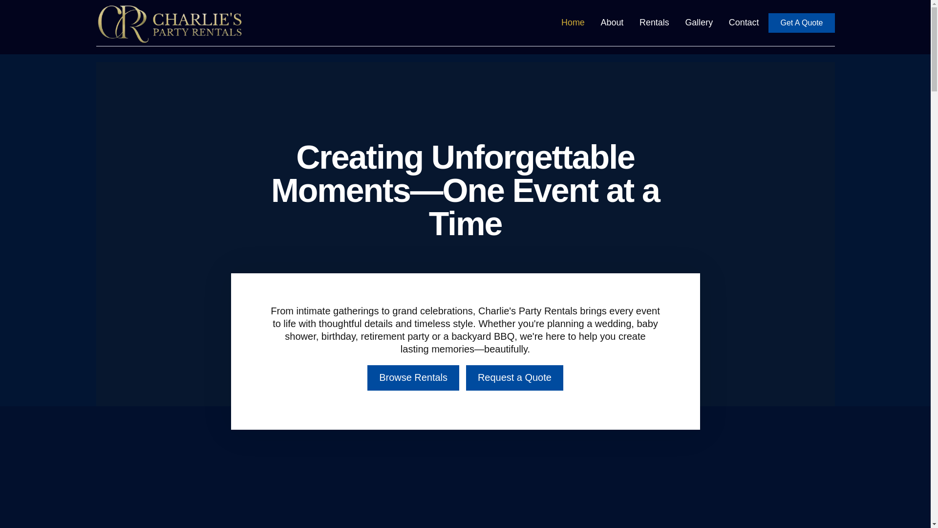 website screenshot of https://charliespartyrentals.ca/
