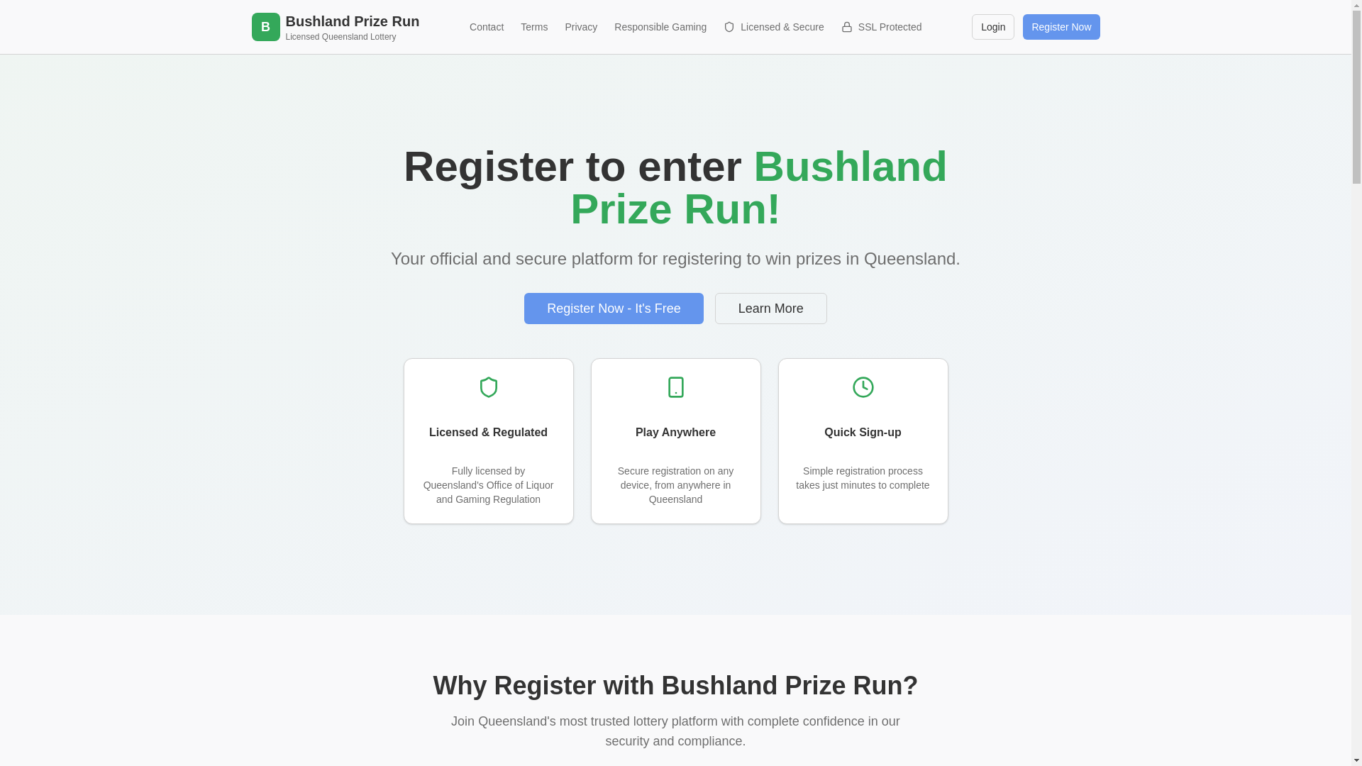 website screenshot of https://bushlandprizerun.com/
