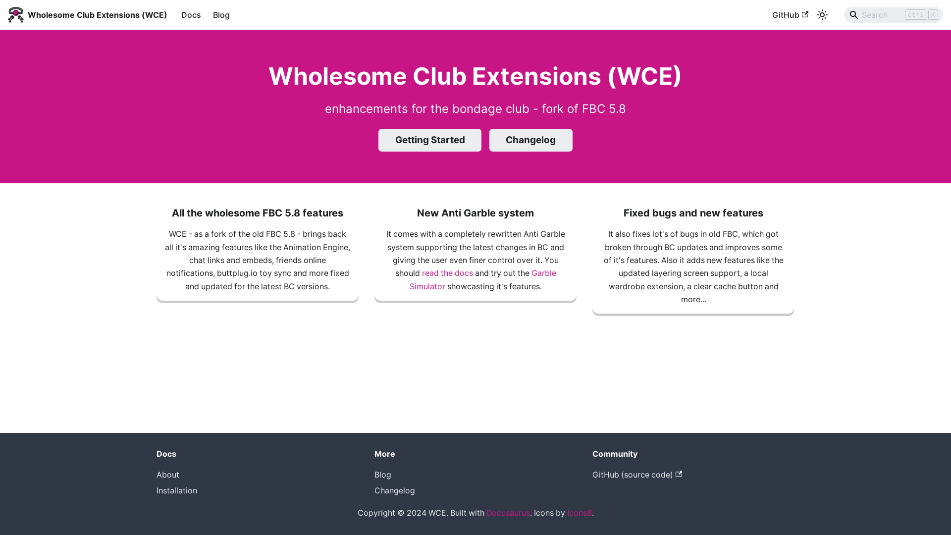 website screenshot of https://wce-docs.vercel.app/