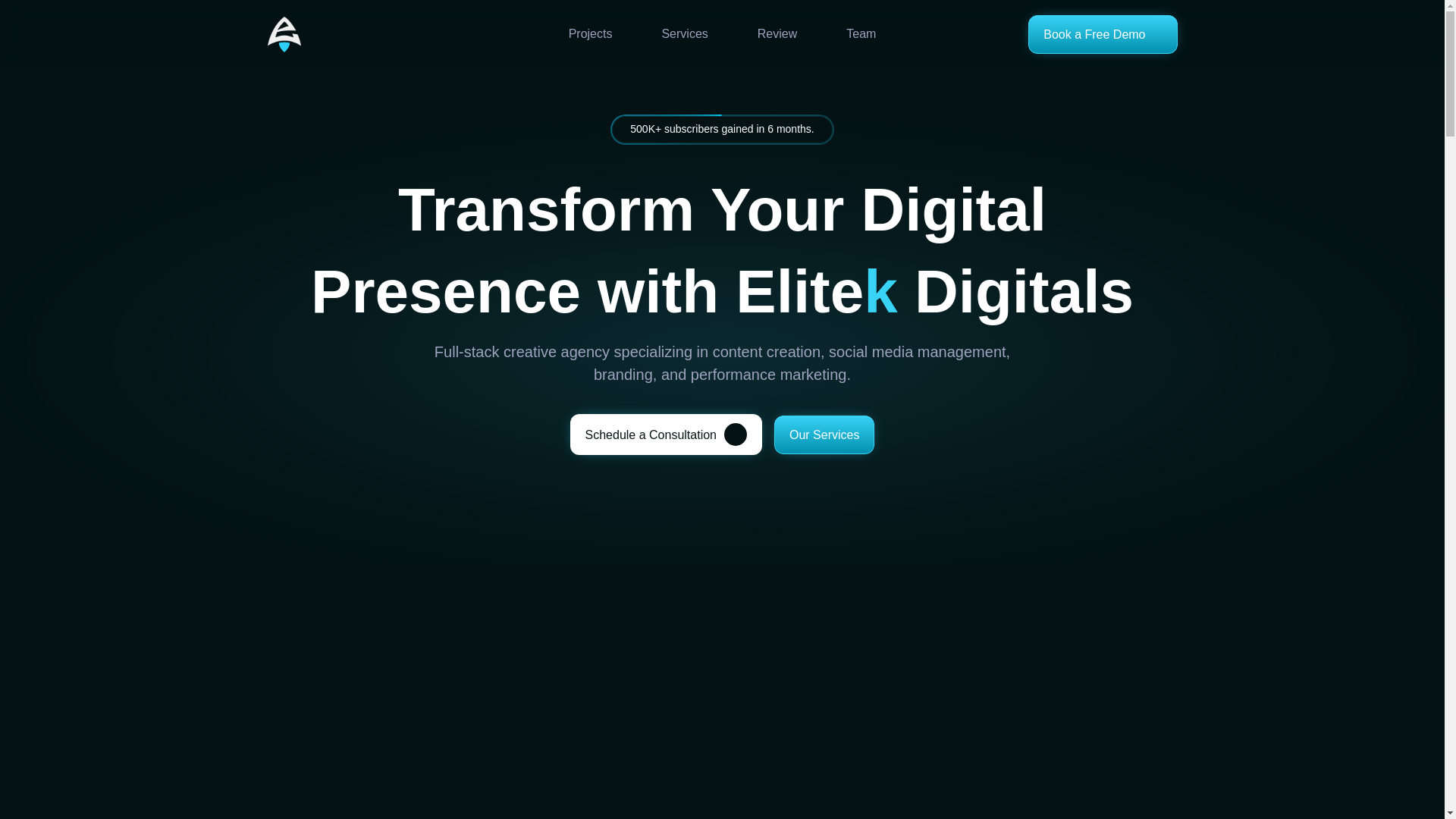 website screenshot of https://elitekdigitals.in/