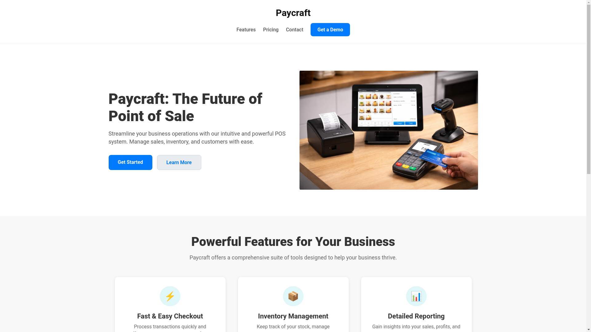 website screenshot of https://paycrft.com/