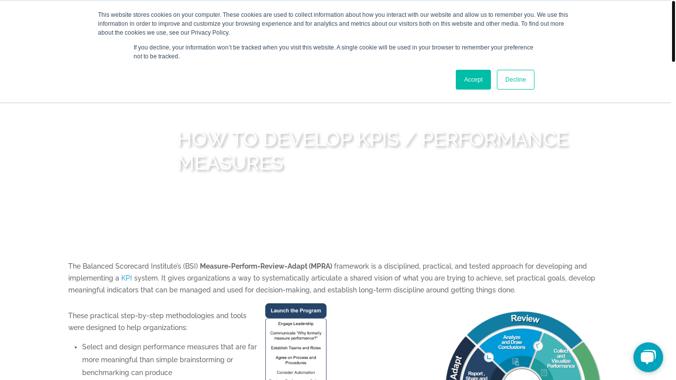 website screenshot of https://www.kpi.org/kpi-basics/kpi-development/