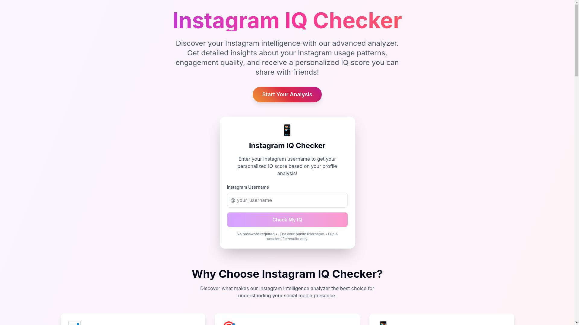 website screenshot of https://iqchecker.online/