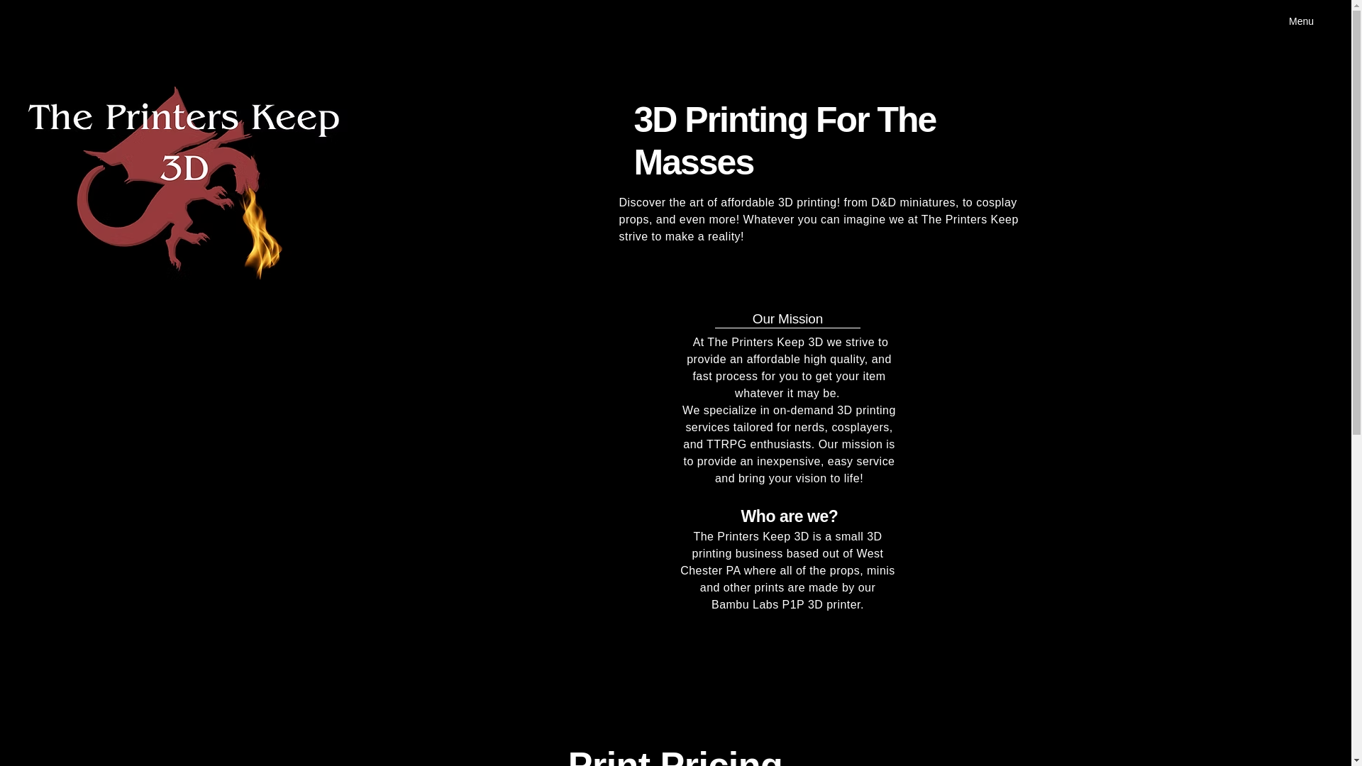 website screenshot of https://theprinterskeep.com/