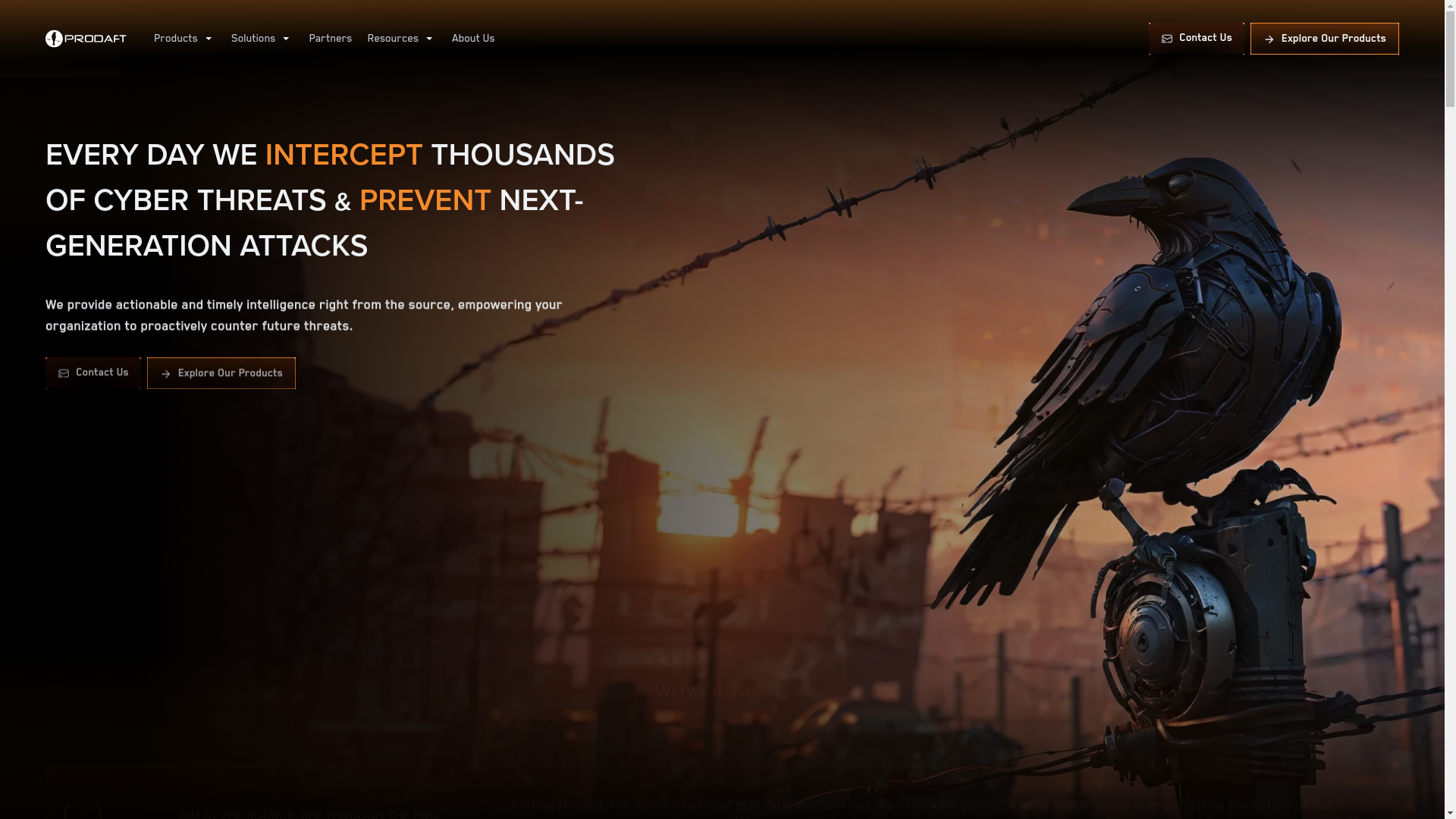 website screenshot of https://prodaft.com