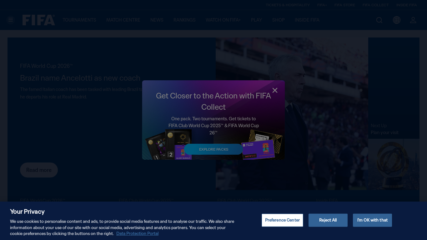 website screenshot of https://fifa.com/
