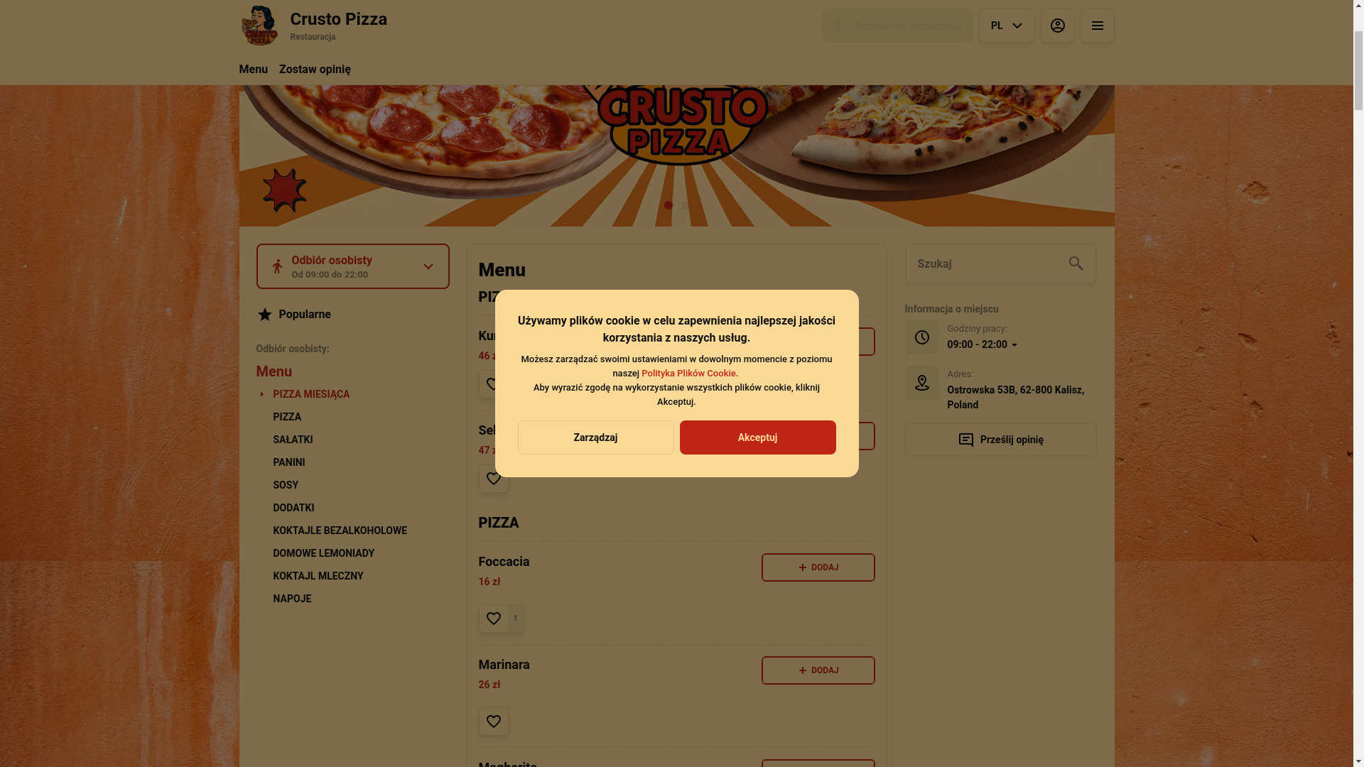 website screenshot of https://crustopizza.pl/
