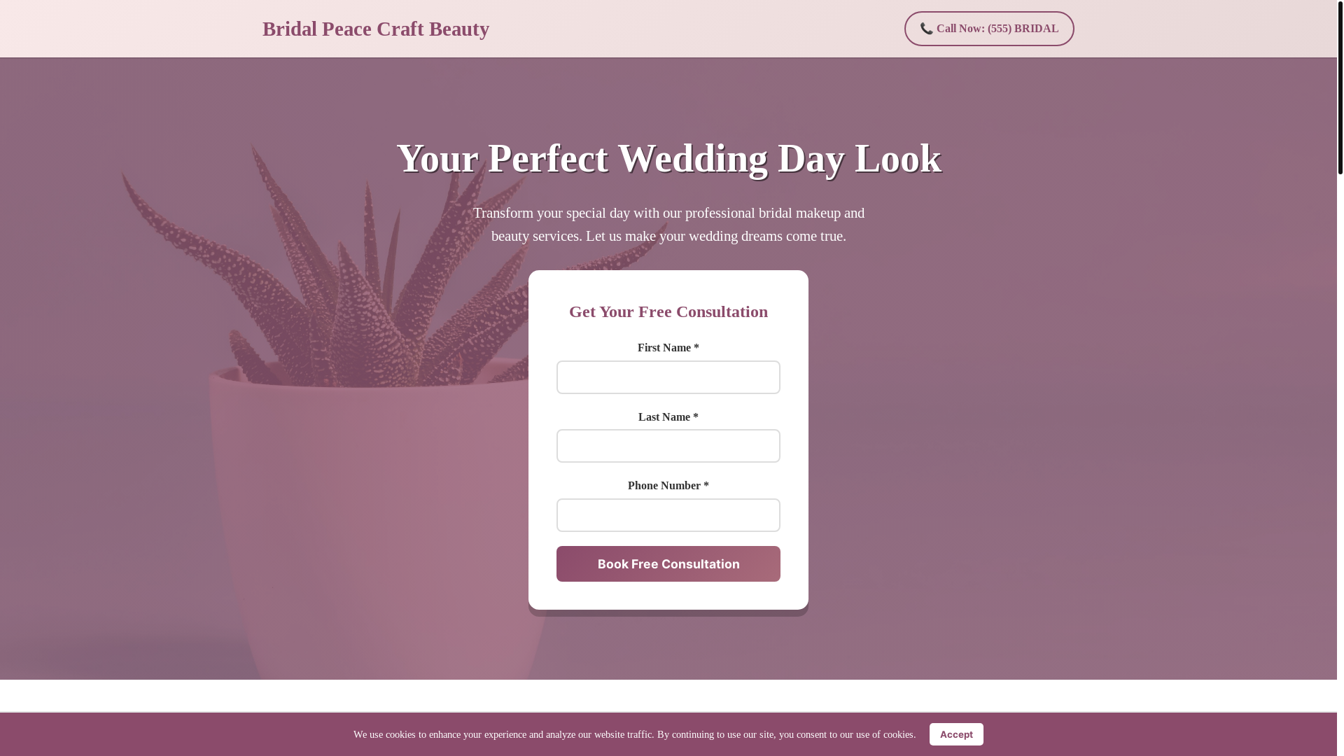 website screenshot of https://bridalpeacecraft.beauty/