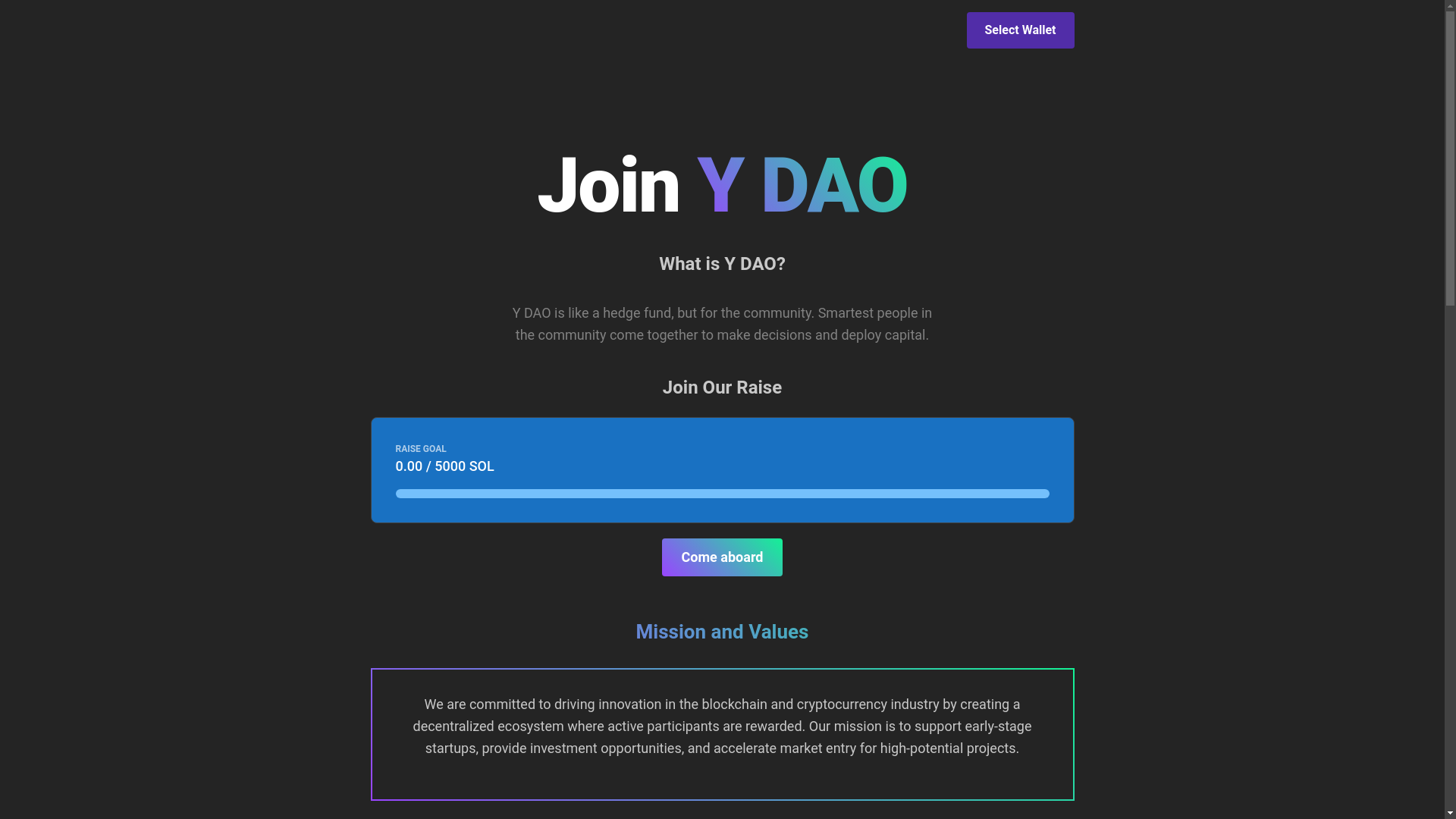 website screenshot of https://solana-dao.pages.dev/