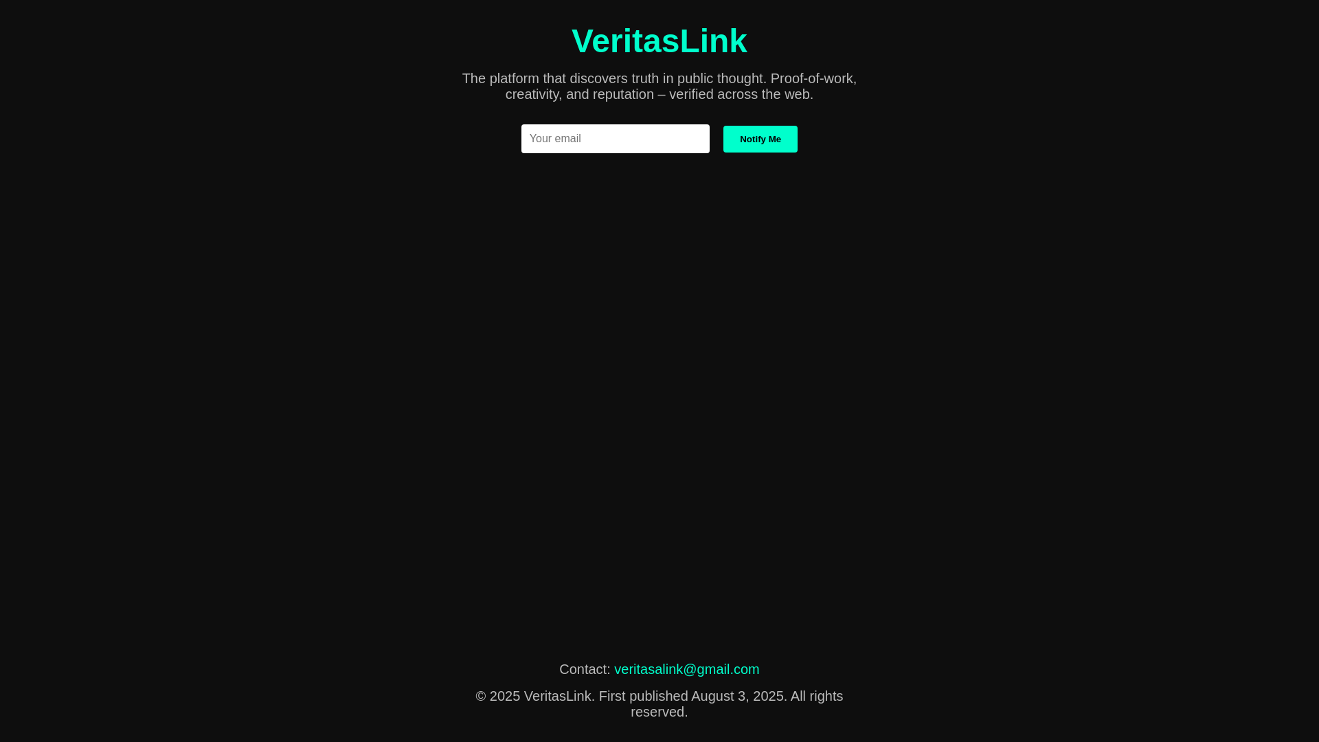 website screenshot of https://veritasl.ink/
