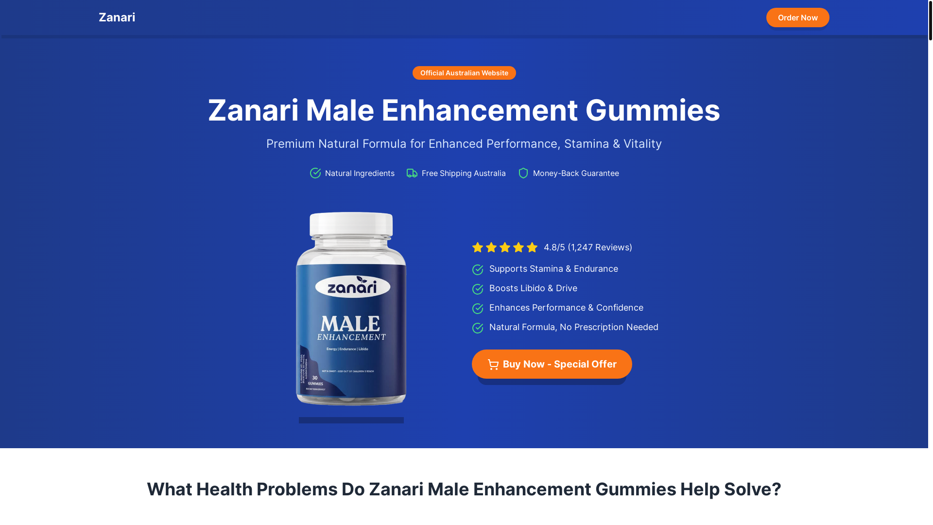 website screenshot of https://zanari-maleenhancement.com/