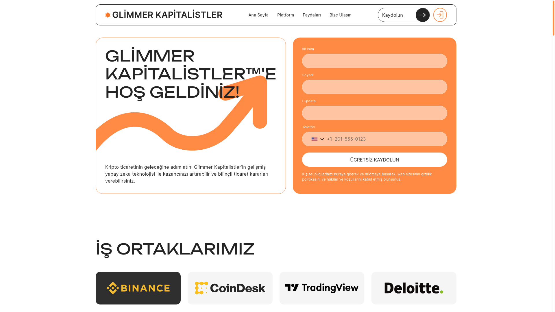 website screenshot of https://glimmerkapitalistler.com/