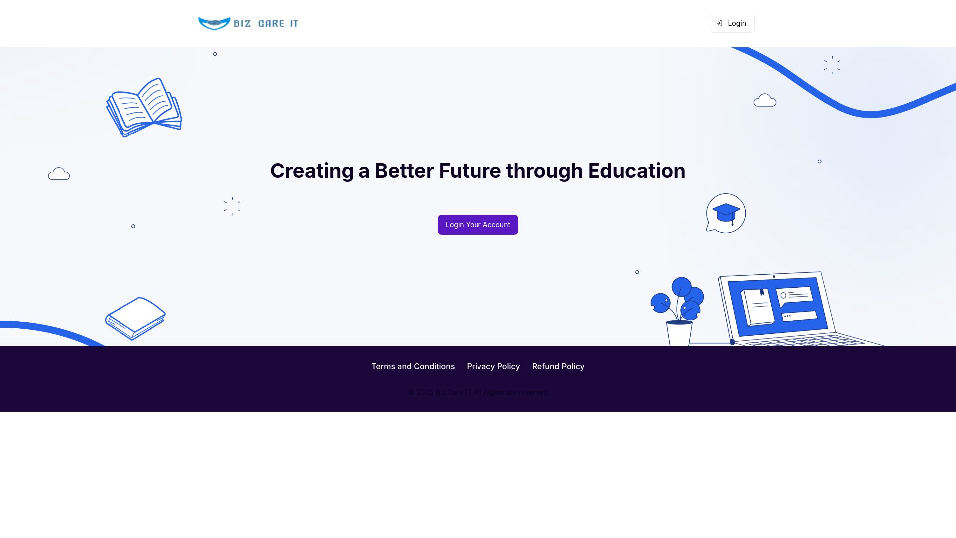 website screenshot of https://bizcare.academy/