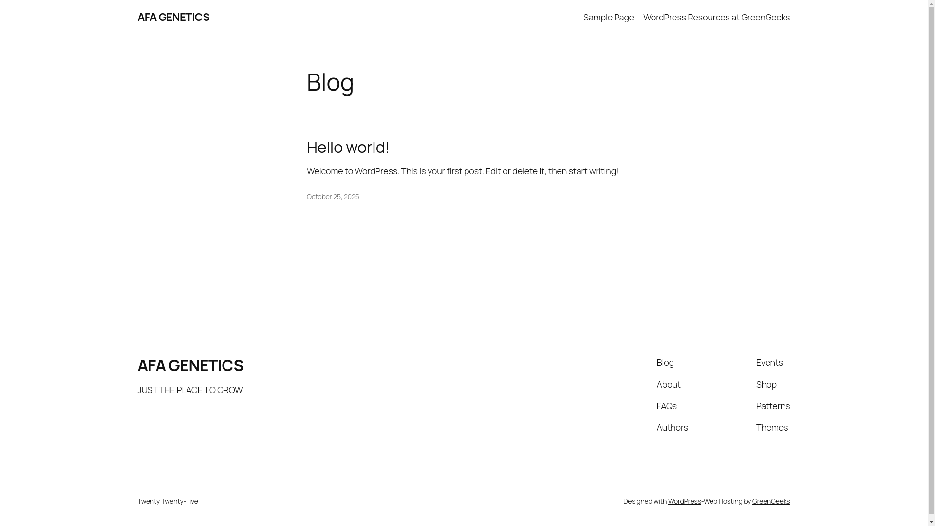 website screenshot of https://afagentics.org/