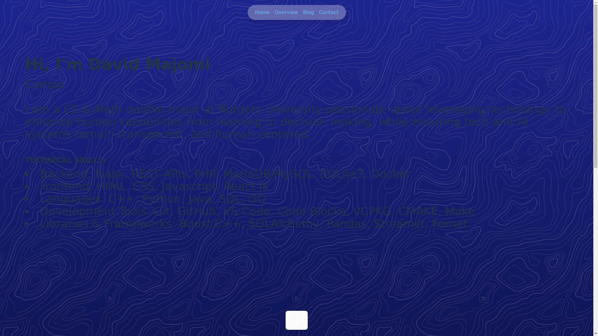 website screenshot of https://davidmajomi.com/