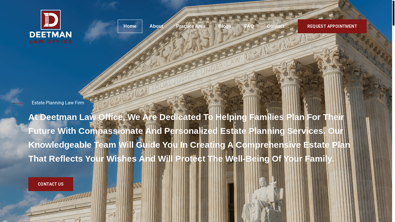 website screenshot of https://deetmanlaw.com/