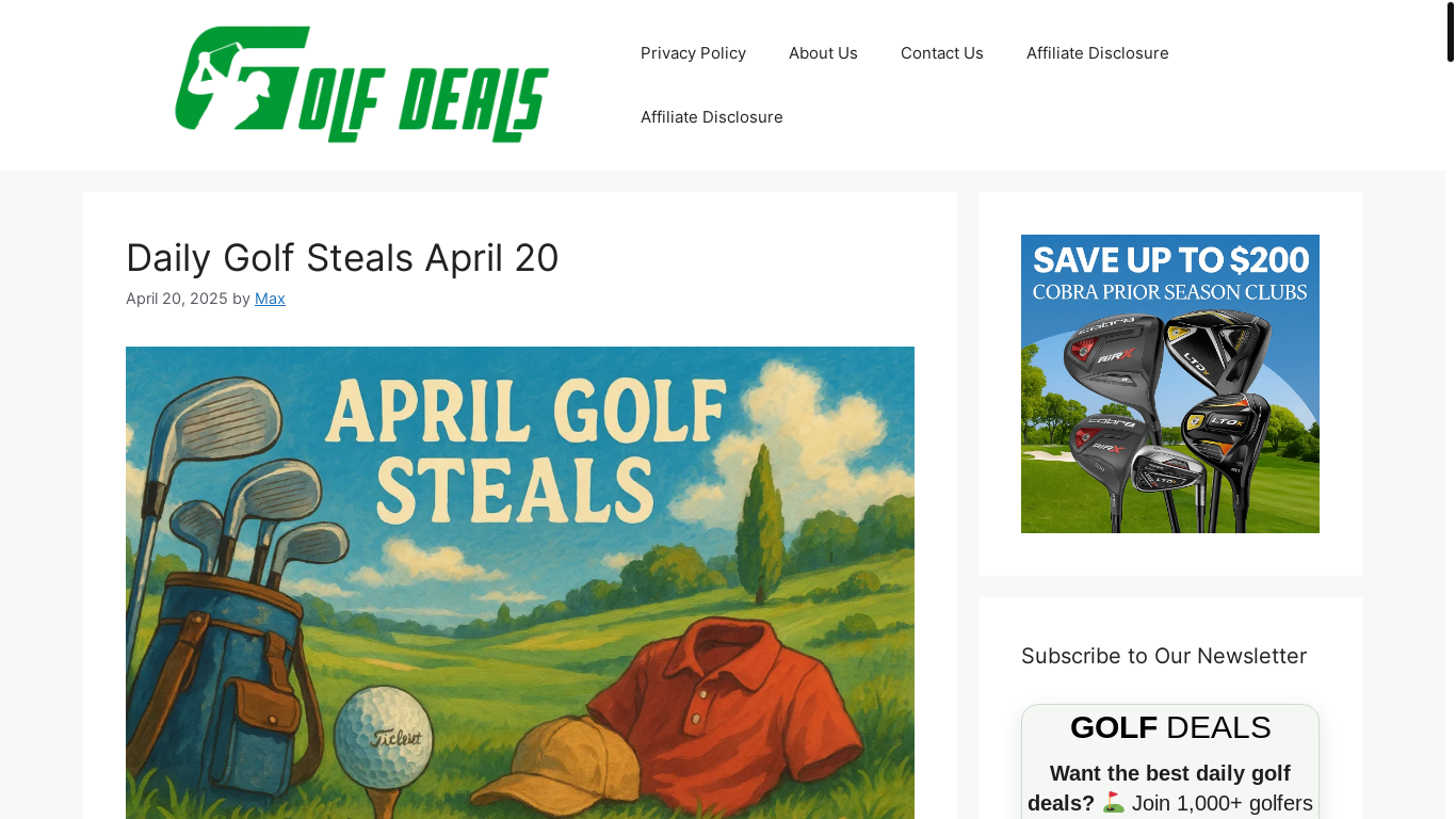 website screenshot of https://golfdeals.online/
