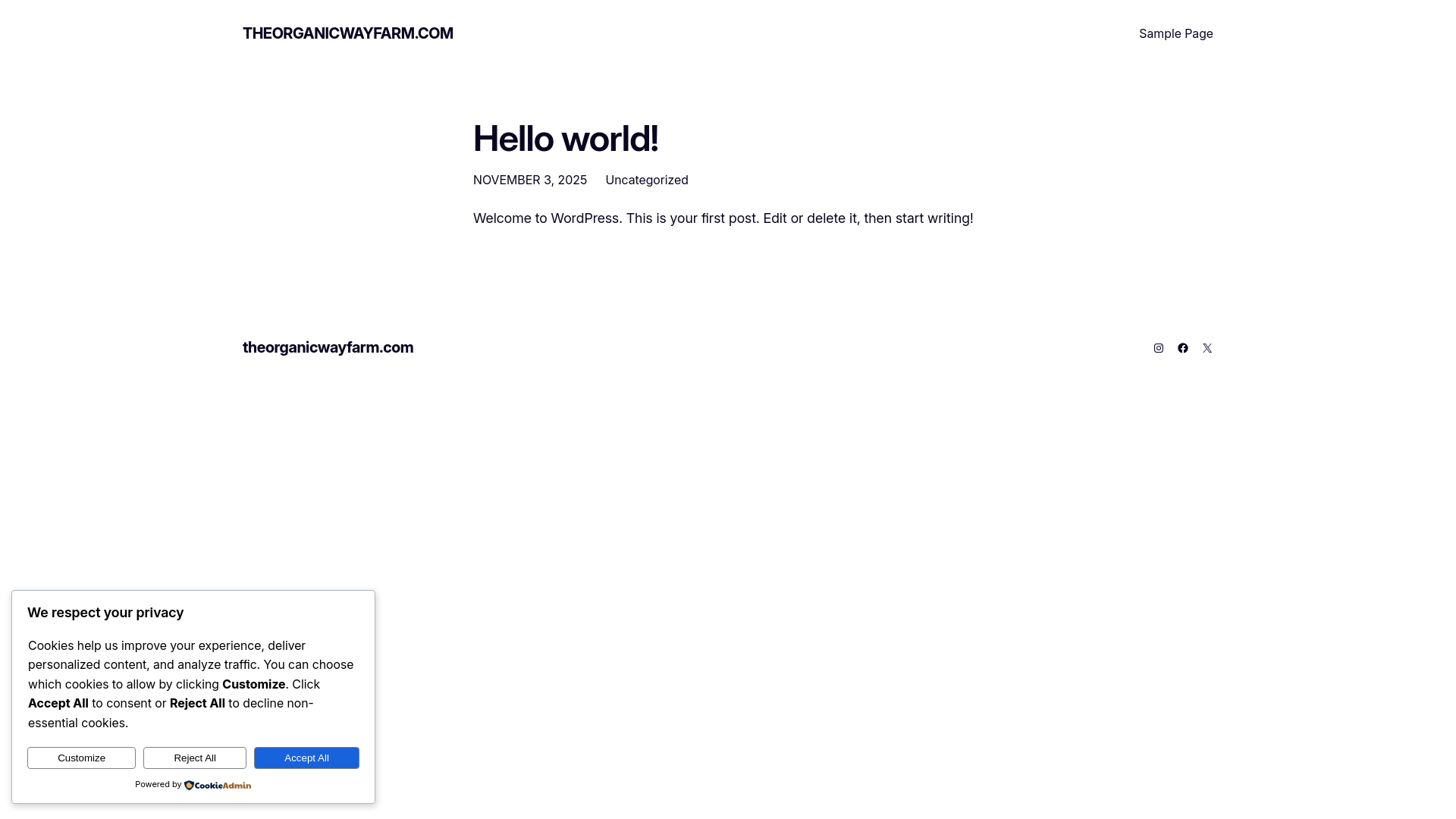 website screenshot of https://theorganicwayfarm.com/