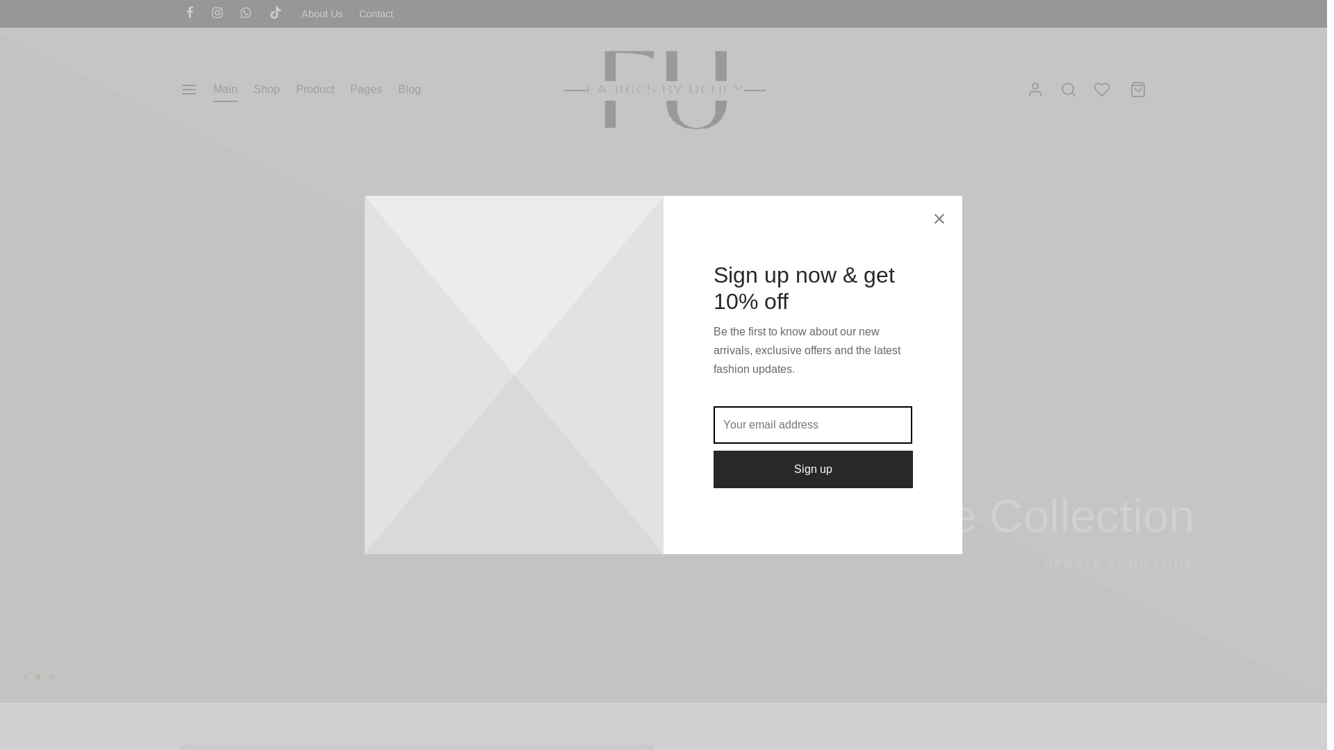 website screenshot of https://fabricsbyuchey.com/