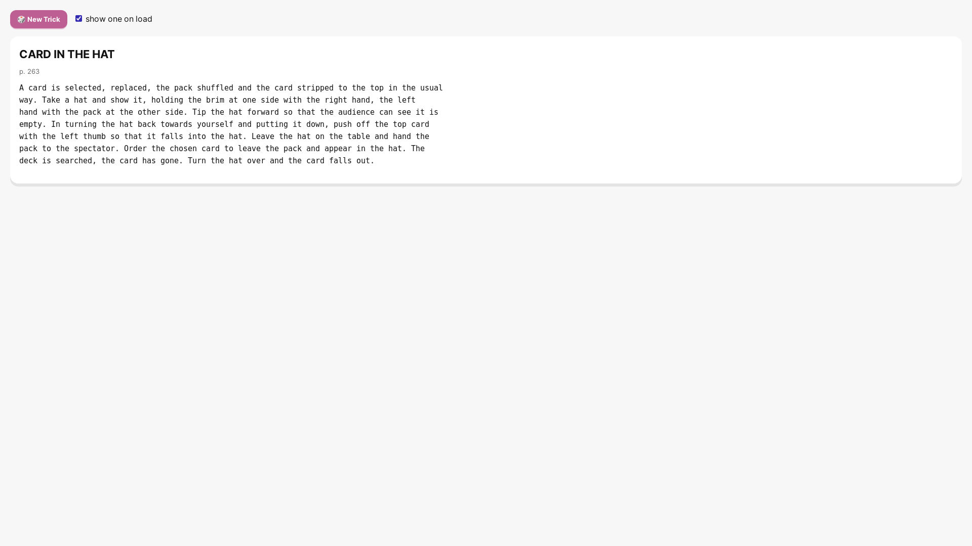 website screenshot of https://random-card-tricks.pages.dev/