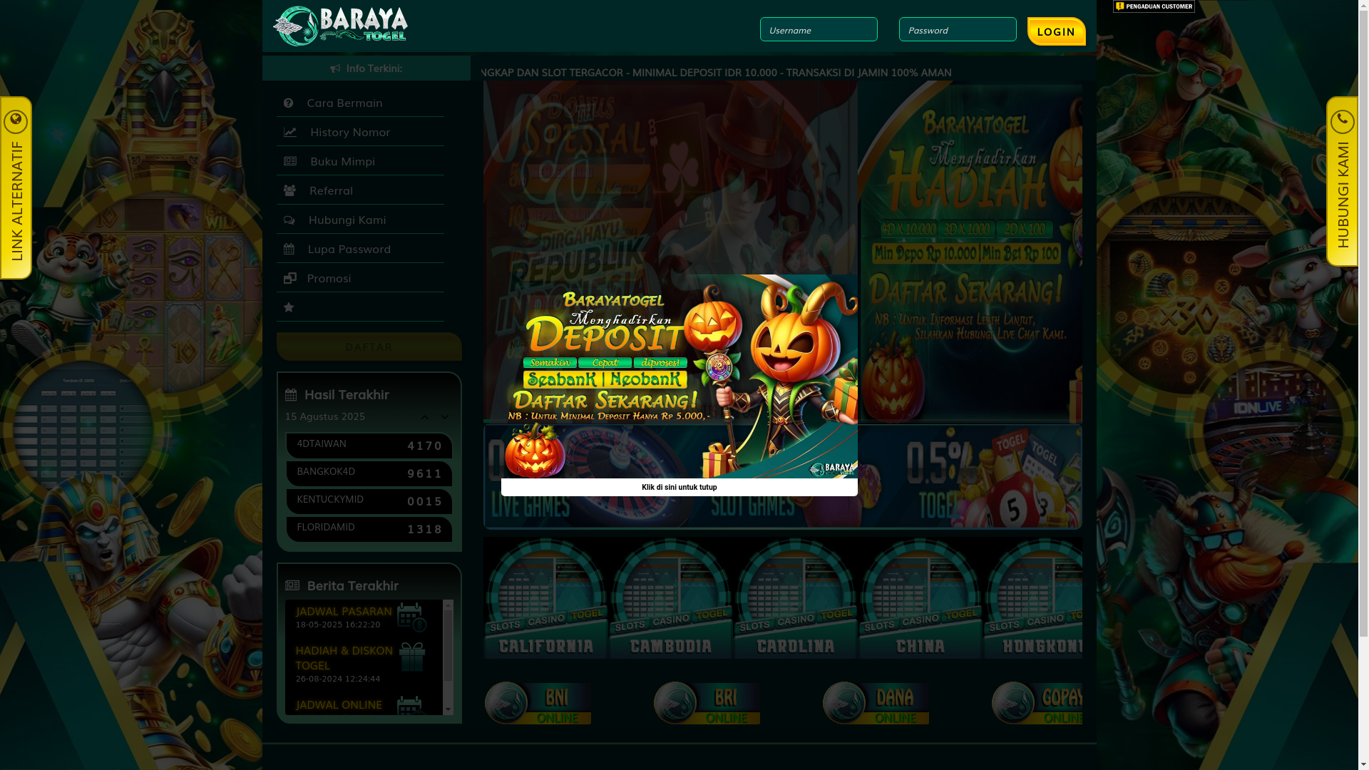 website screenshot of https://barayatogelapel.xyz/