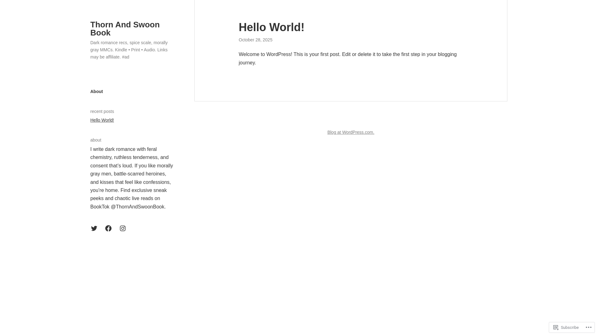 website screenshot of https://thornandswoonbook.blog/