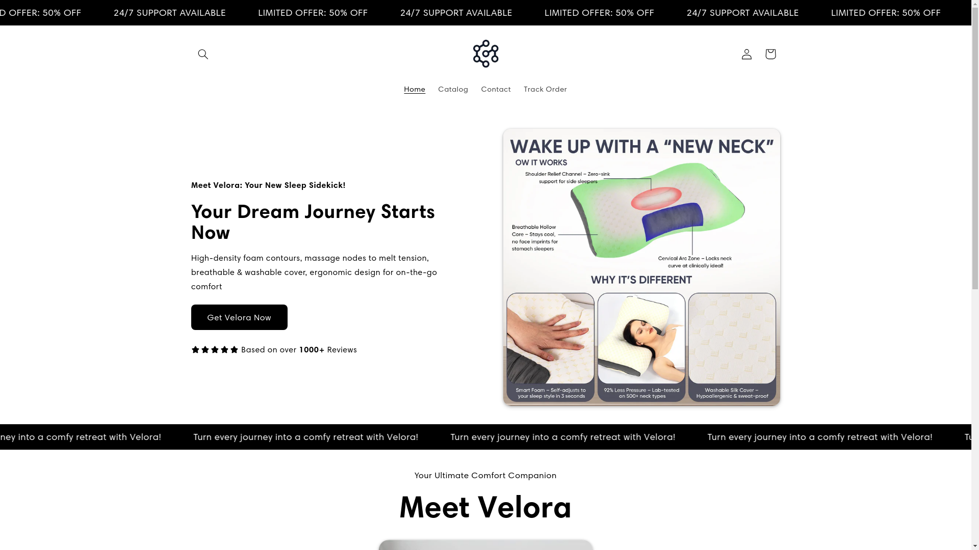 website screenshot of https://sleepvelora.store/