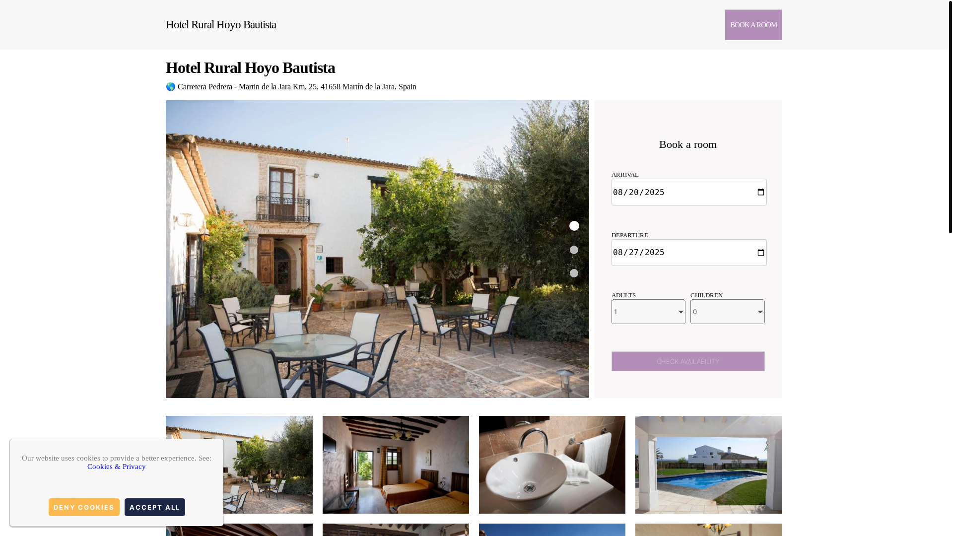 website screenshot of https://hotel-rural-hoyo-bautista.com.es/