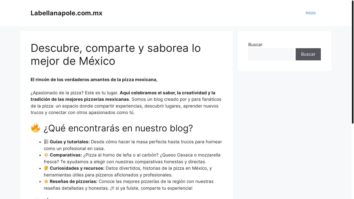 website screenshot of https://labellanapole.mx/