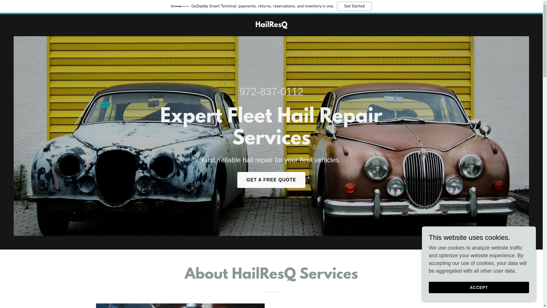 website screenshot of https://hailresq.com/
