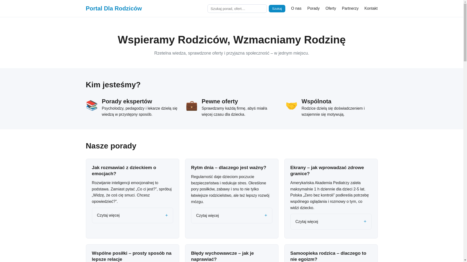 website screenshot of https://portaldlarodzicow.website/