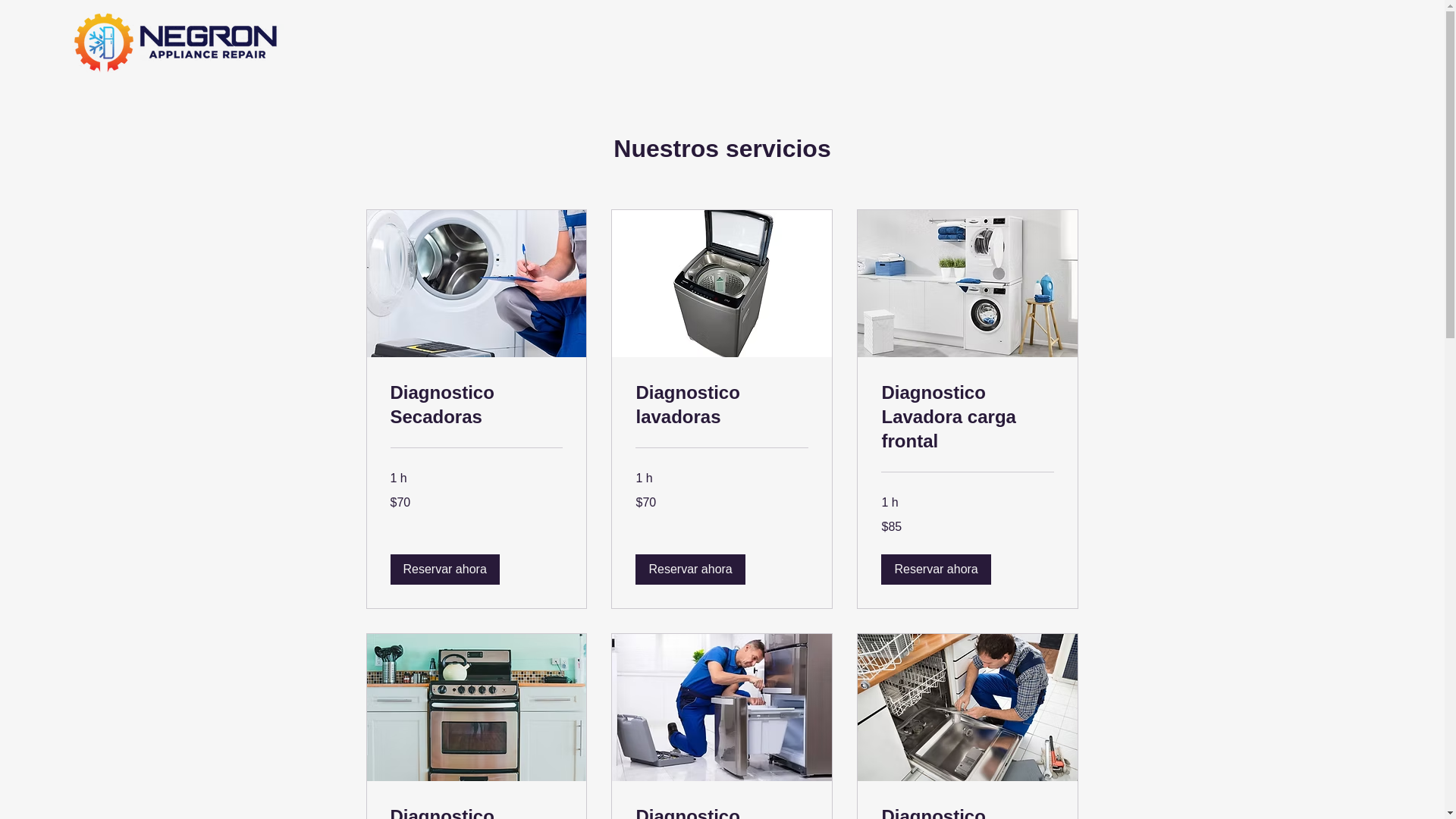 website screenshot of https://negronappliancerepair.com/
