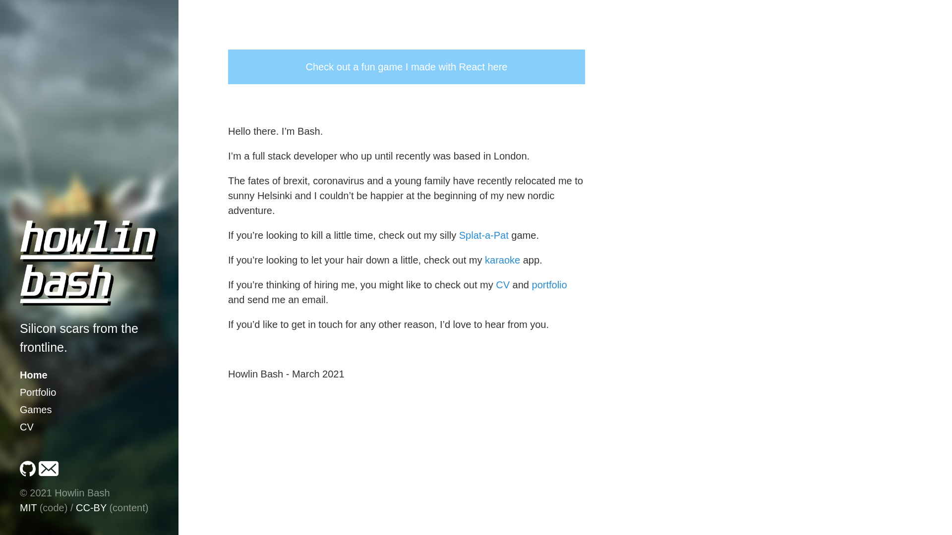 website screenshot of https://howlinbash.com/