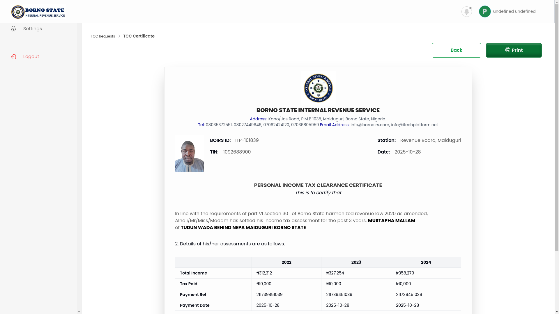 website screenshot of https://borno-fiopay-net-payer-tcc-certificate-tccld-375.pages.dev/