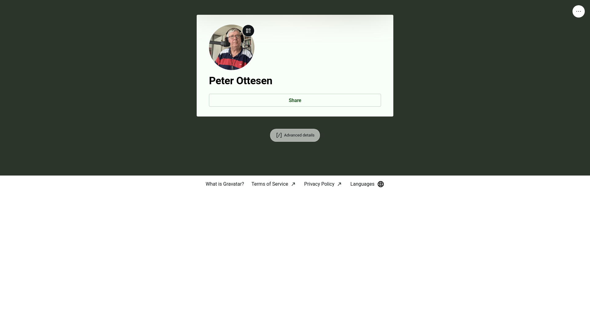 website screenshot of https://peterottesen.link/