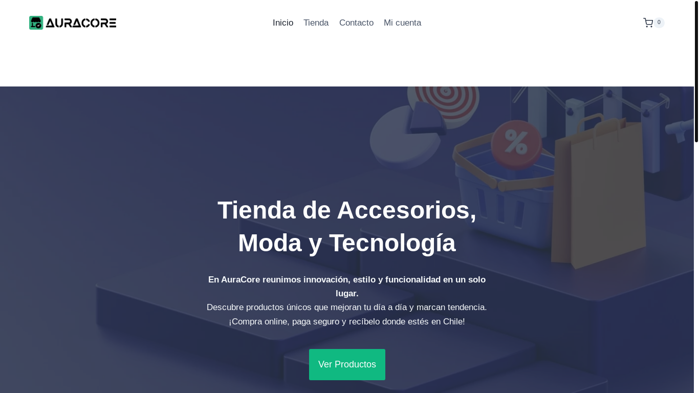website screenshot of https://auracore.cl/