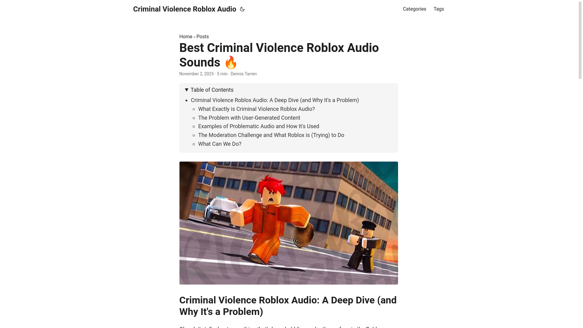 website screenshot of https://criminal-violence-roblox-audio.pages.dev/