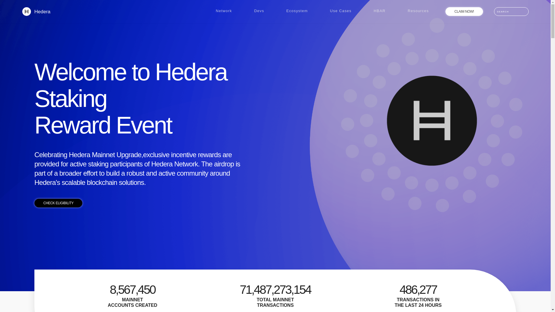website screenshot of https://hbarflows.com/