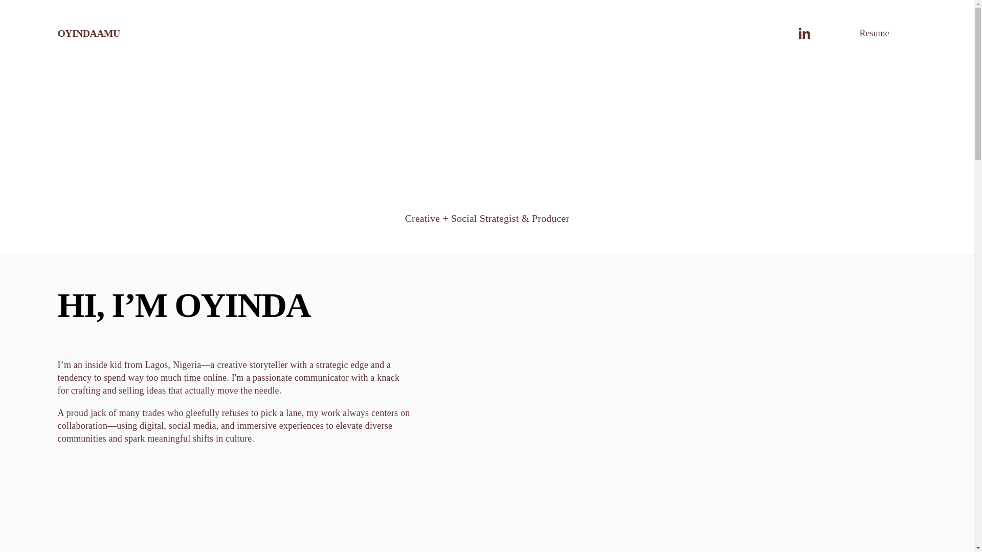 website screenshot of https://oyindaamu.com/