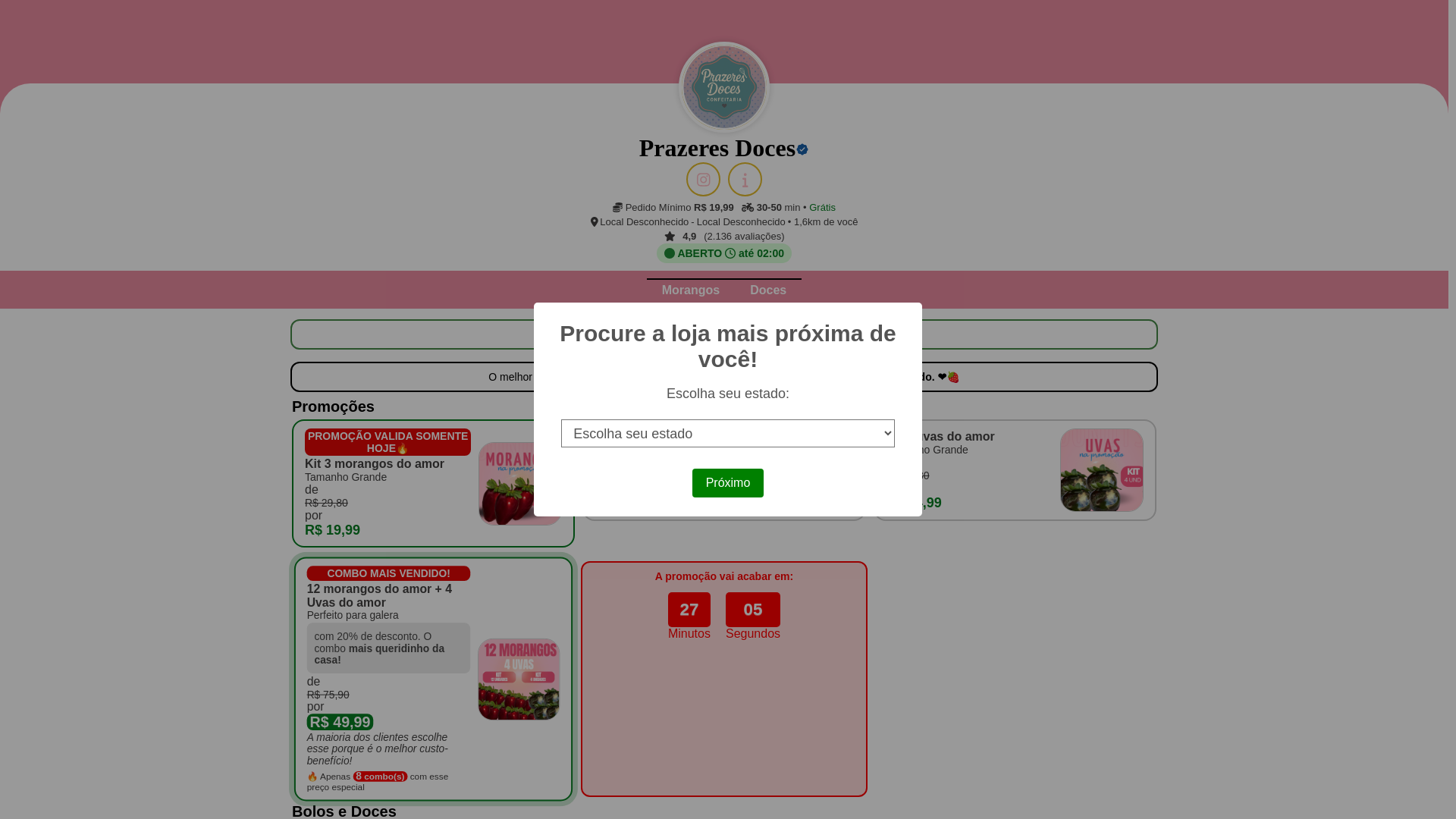website screenshot of https://morango-do-amor-prazeres-doces.pages.dev/