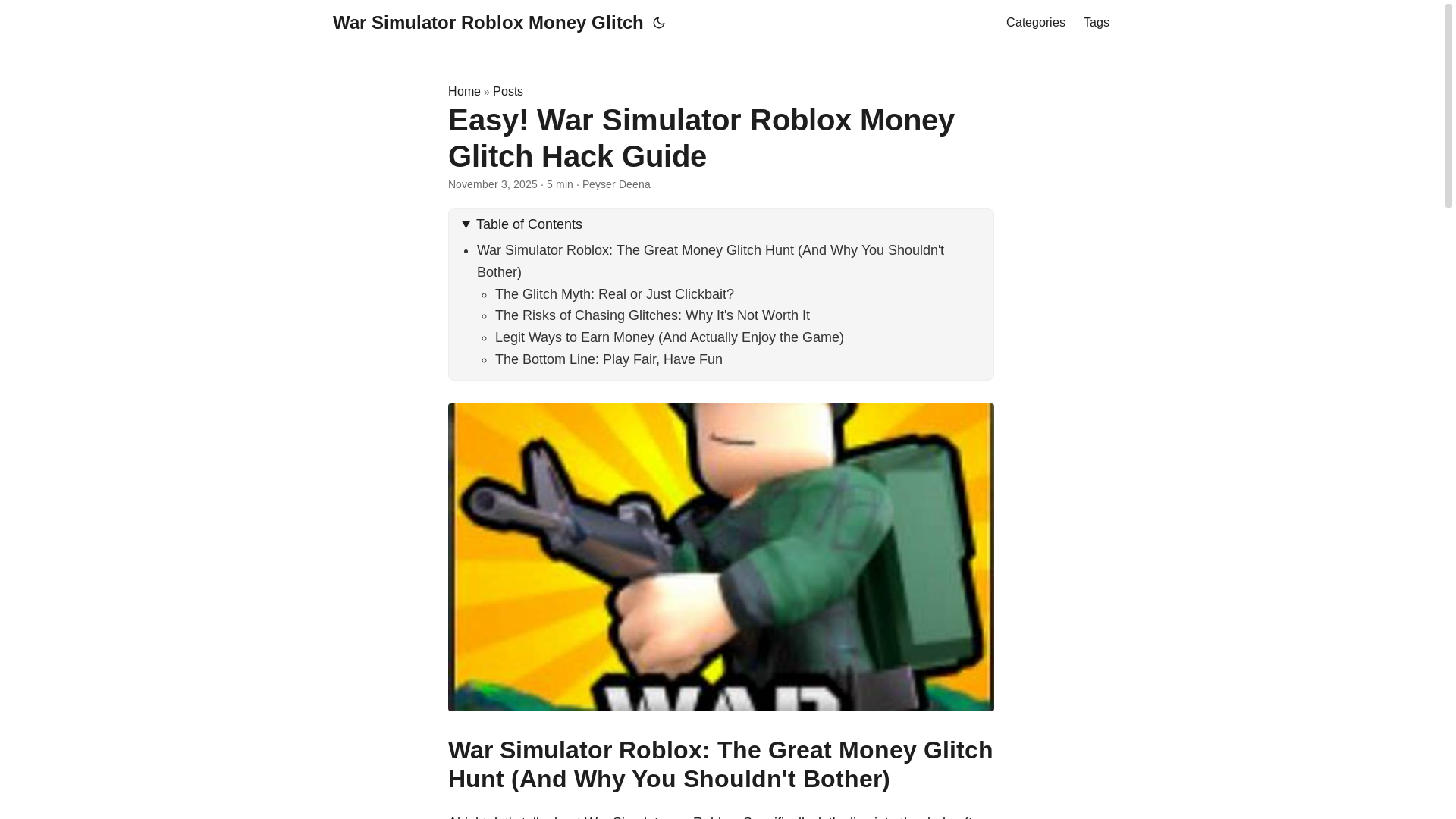 website screenshot of https://war-simulator-roblox-money-glitch.pages.dev/