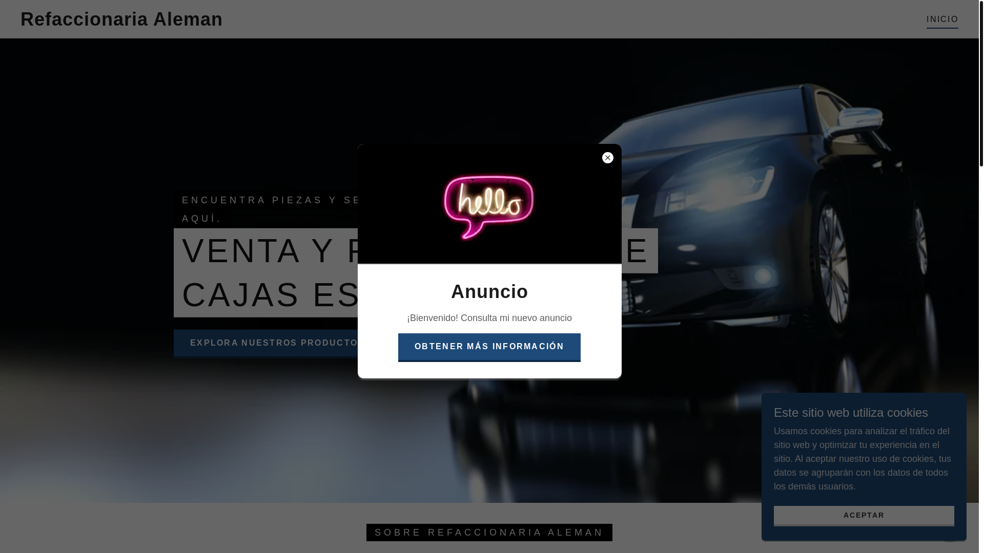 website screenshot of https://refaccionaria-aleman.com/