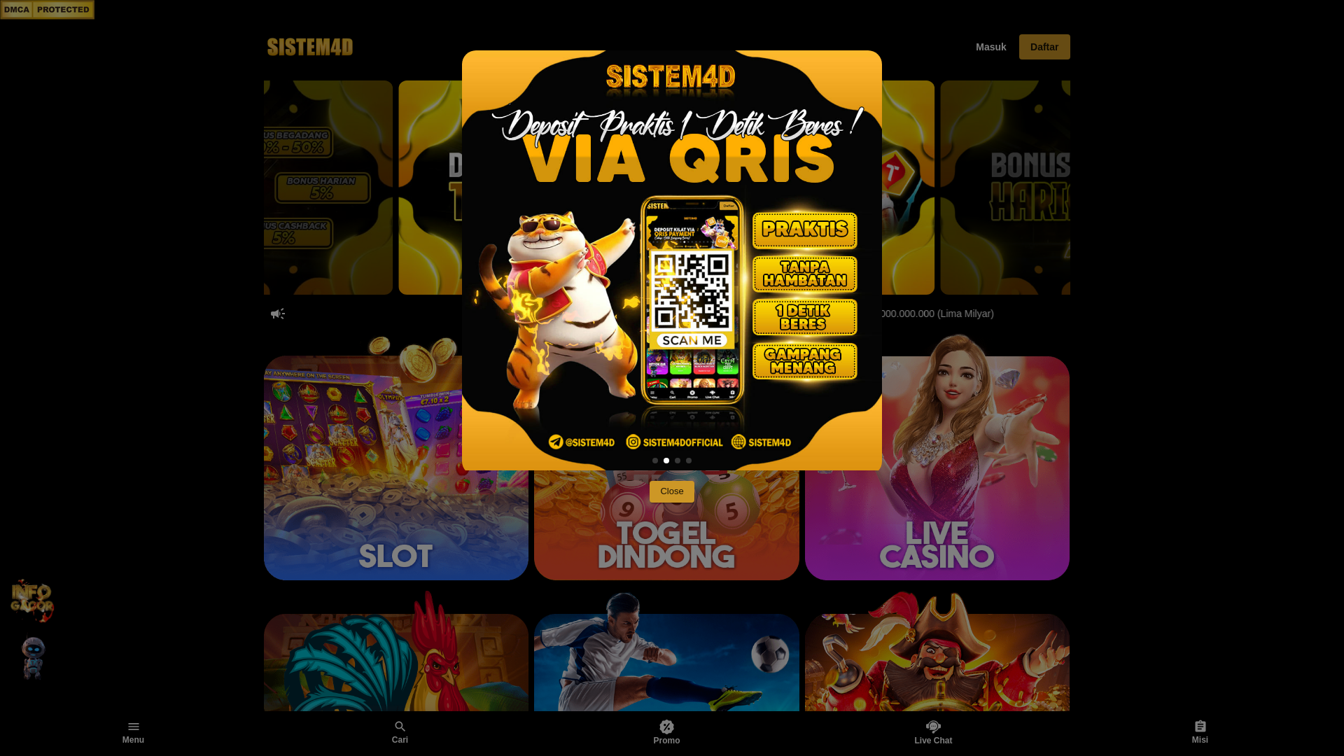 website screenshot of https://sistem4dqris.club/