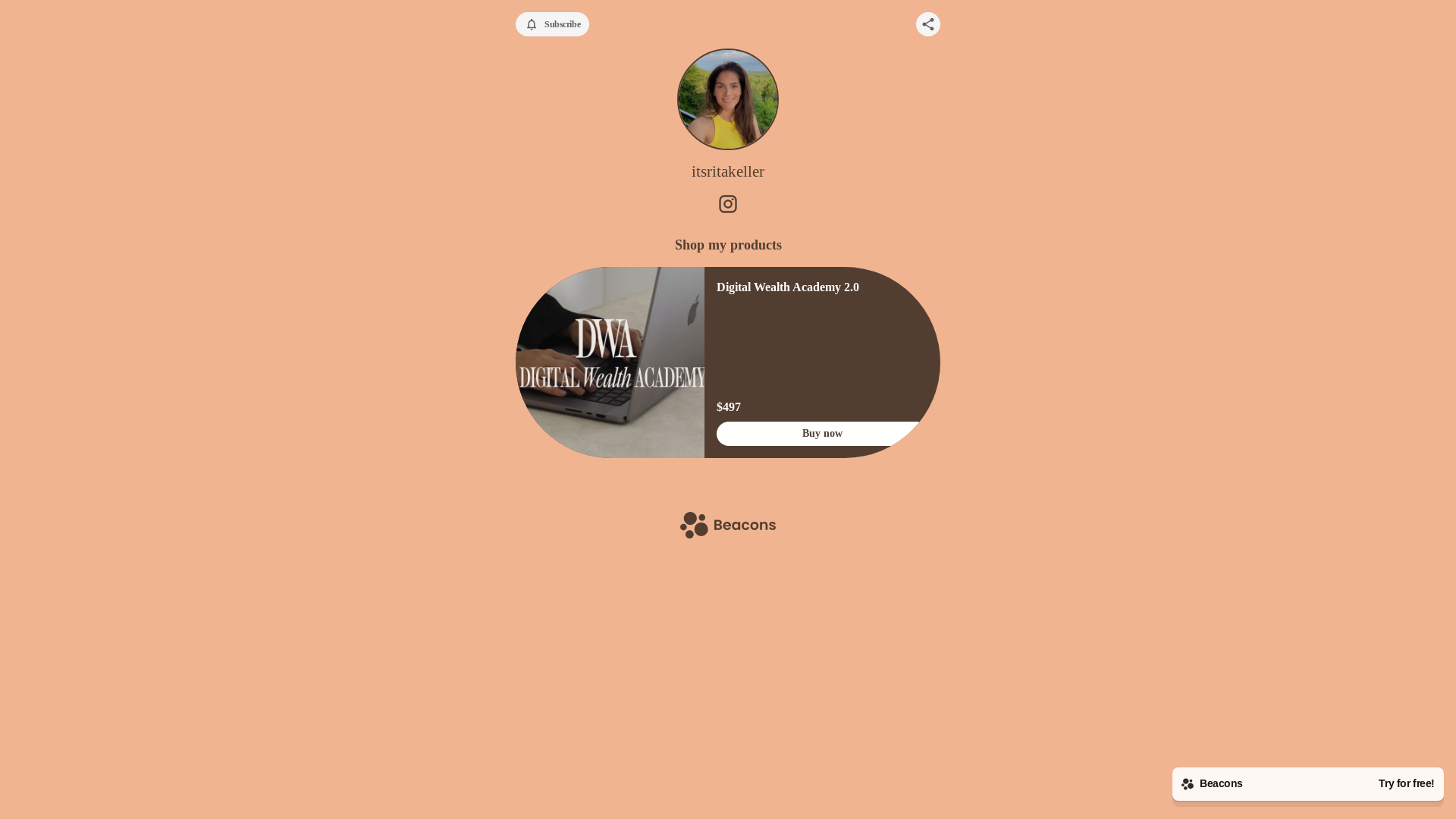 website screenshot of https://itsritakeller.com/