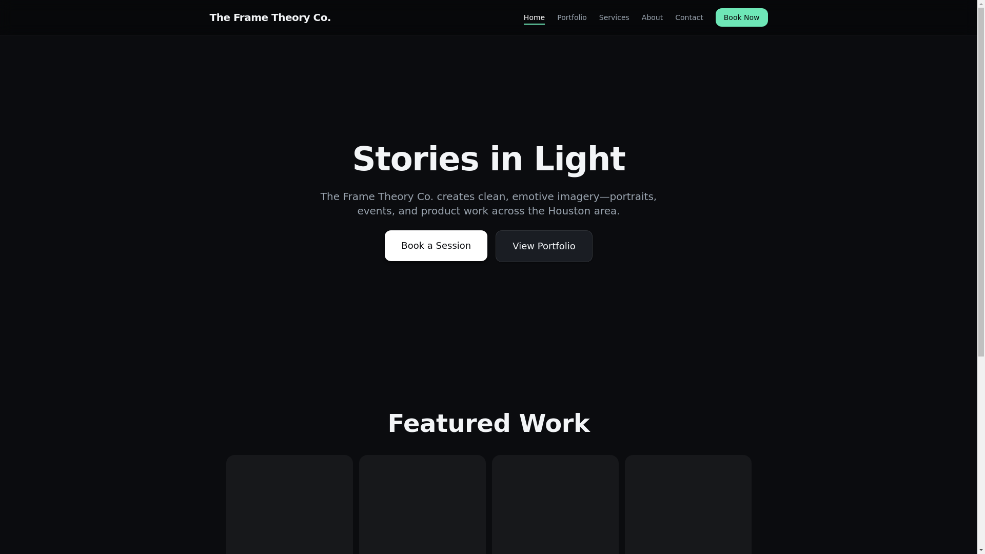 website screenshot of https://theframetheory.co/