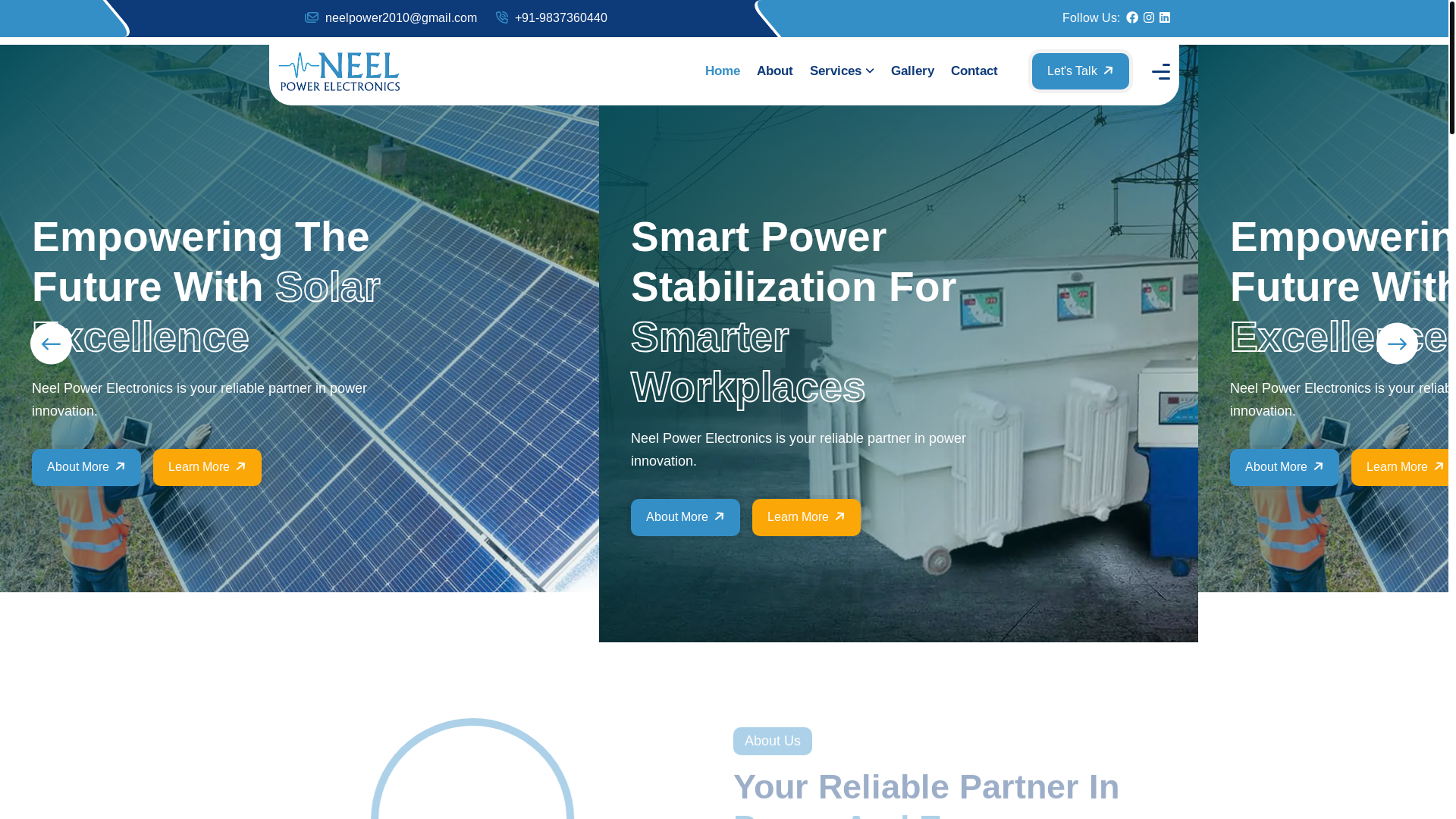 website screenshot of https://neelpowerelectronics.com/