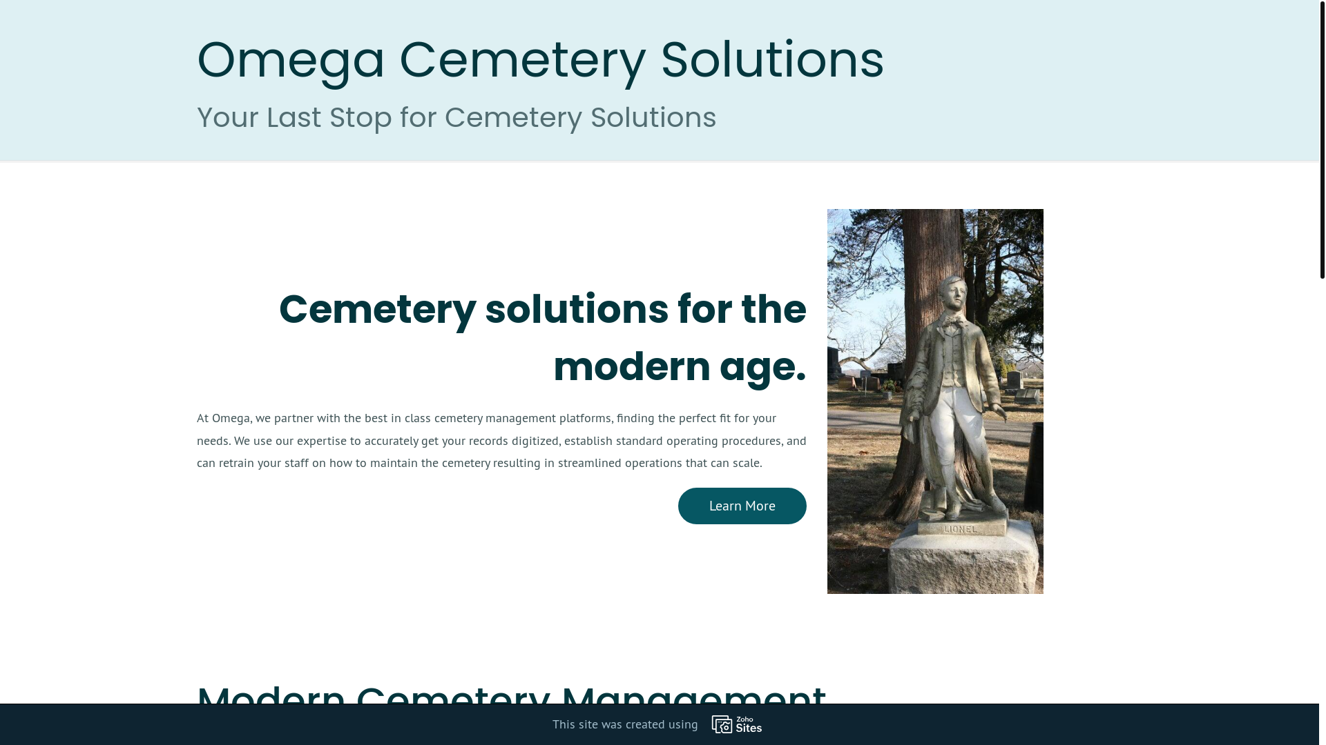 website screenshot of https://omegacemeterysolutions.com/