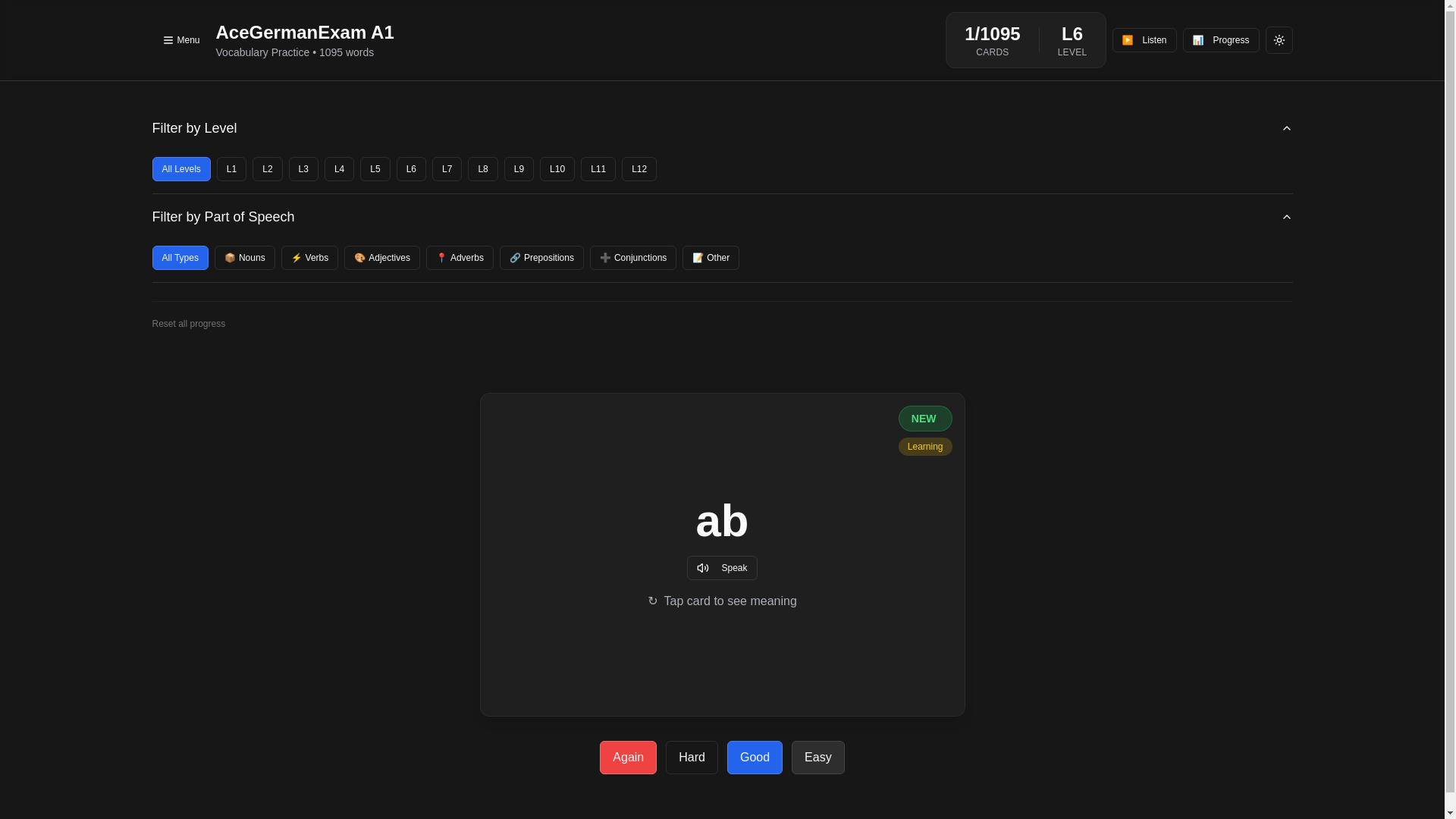 website screenshot of https://acegermanexam.com/
