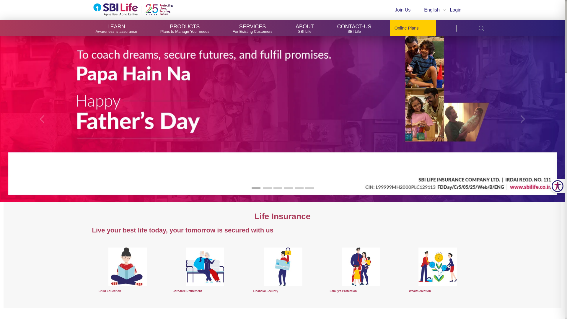 website screenshot of https://www.sbilife.co.in/